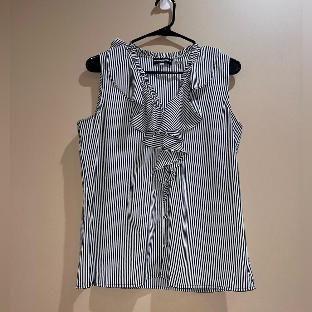 Karl Lagerfeld Black and White Striped Blouse